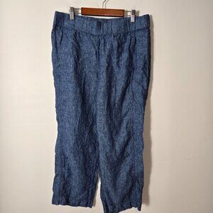 J. Jill Pure Linen Size S Linen Blue Chambray Pull-On Pants Straight Leg